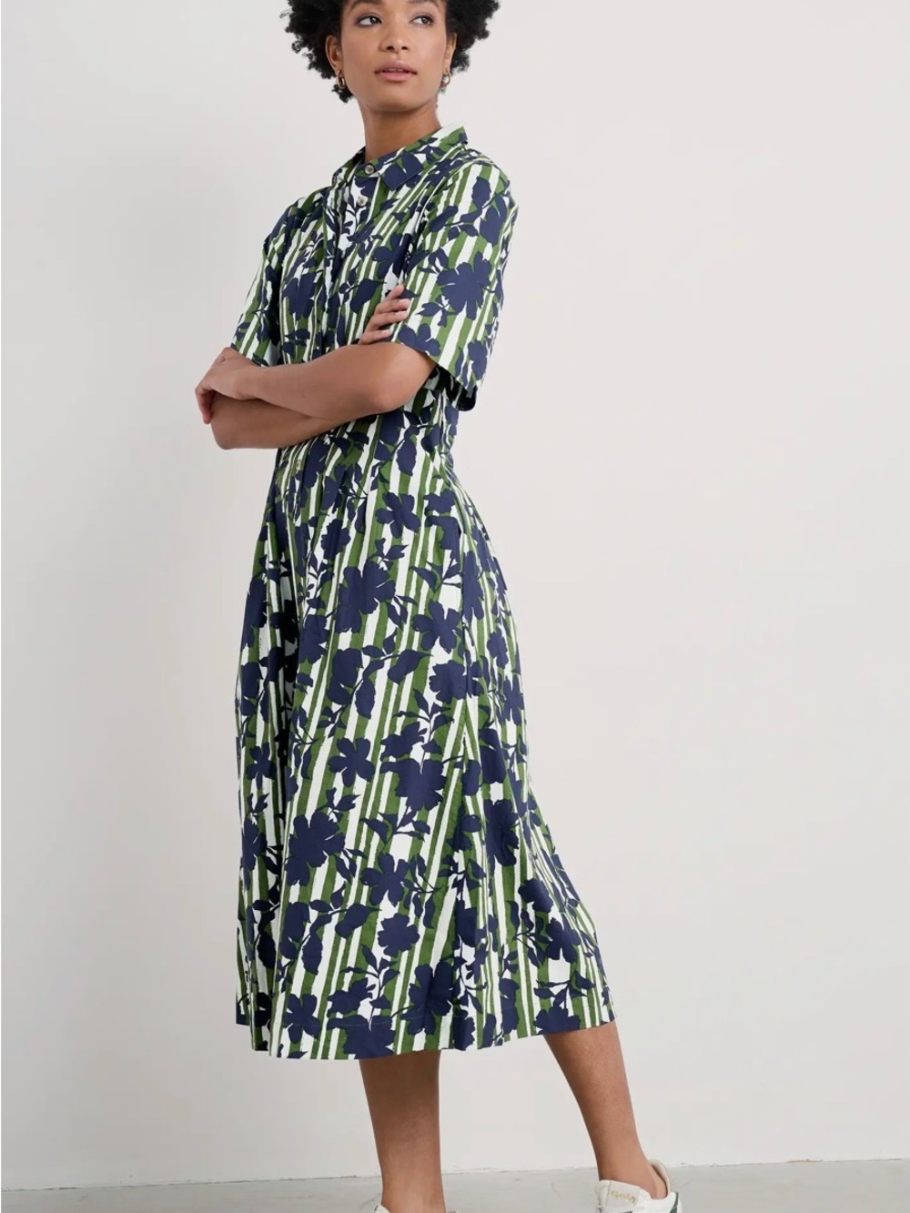 Seasalt Cornwall Wild Liquorice Organic Cotton Midi Shirtdress Size 12